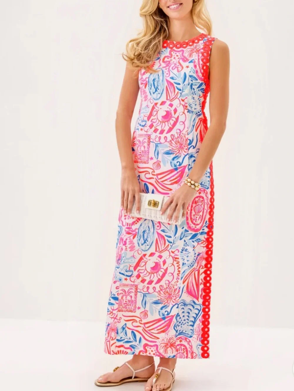 Lilly Pulitzer Sadie Maxi Romper Dress NWT in Resort White Sun Sea Sand Size 12 - Picture 4 of 11